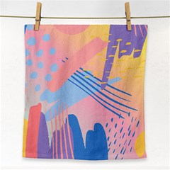 Abstract Lines Dots Pattern Purple Pink Blue Face Towel