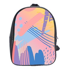 Abstract Lines Dots Pattern Purple Pink Blue School Bag (large)