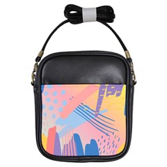 Abstract Lines Dots Pattern Purple Pink Blue Girls Sling Bag