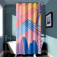 Abstract Lines Dots Pattern Purple Pink Blue Shower Curtain 36  X 72  (stall) 