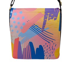 Abstract Lines Dots Pattern Purple Pink Blue Flap Closure Messenger Bag (L)