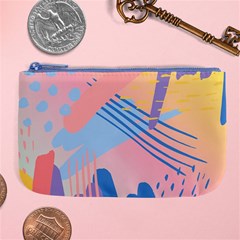 Abstract Lines Dots Pattern Purple Pink Blue Large Coin Purse