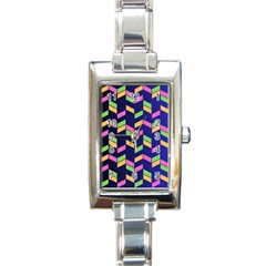 Background Pattern Geometric Pink Yellow Green Rectangle Italian Charm Watch by Maspions