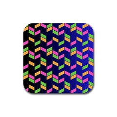 Background Pattern Geometric Pink Yellow Green Rubber Coaster (square)