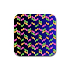 Background Pattern Geometric Pink Yellow Green Rubber Square Coaster (4 Pack)