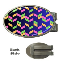 Background Pattern Geometric Pink Yellow Green Money Clips (oval) 