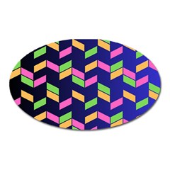 Background Pattern Geometric Pink Yellow Green Oval Magnet