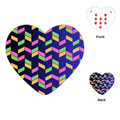 Background Pattern Geometric Pink Yellow Green Playing Cards Single Design (heart)