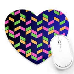 Background Pattern Geometric Pink Yellow Green Heart Mousepad