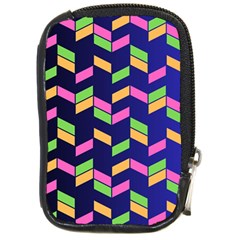 Background Pattern Geometric Pink Yellow Green Compact Camera Leather Case by Maspions