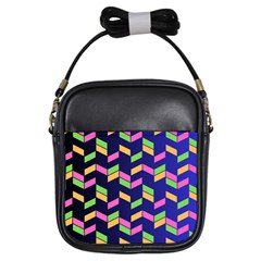 Background Pattern Geometric Pink Yellow Green Girls Sling Bag