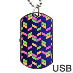 Background Pattern Geometric Pink Yellow Green Dog Tag Usb Flash (two Sides)