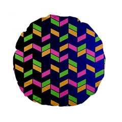 Background Pattern Geometric Pink Yellow Green Standard 15  Premium Round Cushions