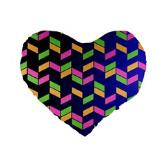 Background Pattern Geometric Pink Yellow Green Standard 16  Premium Heart Shape Cushions