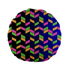 Background Pattern Geometric Pink Yellow Green Standard 15  Premium Flano Round Cushions