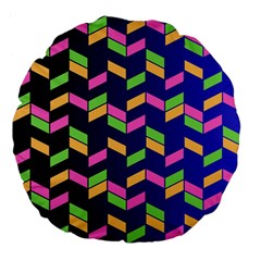 Background Pattern Geometric Pink Yellow Green Large 18  Premium Flano Round Cushions by Maspions