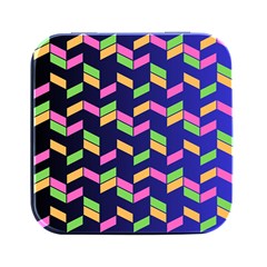 Background Pattern Geometric Pink Yellow Green Square Metal Box (black)