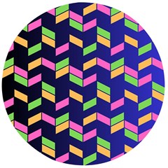 Background Pattern Geometric Pink Yellow Green Wooden Bottle Opener (round)