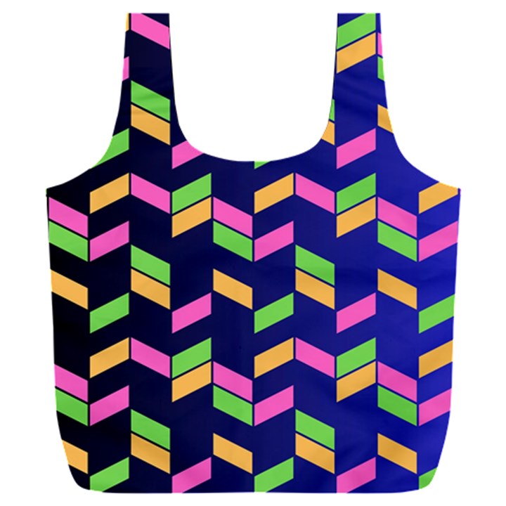 Background Pattern Geometric Pink Yellow Green Full Print Recycle Bag (XXL)