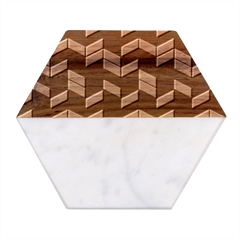 Background Pattern Geometric Pink Yellow Green Marble Wood Coaster (hexagon)  by Maspions