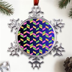 Background Pattern Geometric Pink Yellow Green Metal Large Snowflake Ornament