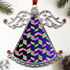 Background Pattern Geometric Pink Yellow Green Metal Angel With Crystal Ornament by Maspions