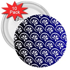 Pattern Floral Flowers Leaves Botanical 3  Buttons (10 Pack) 