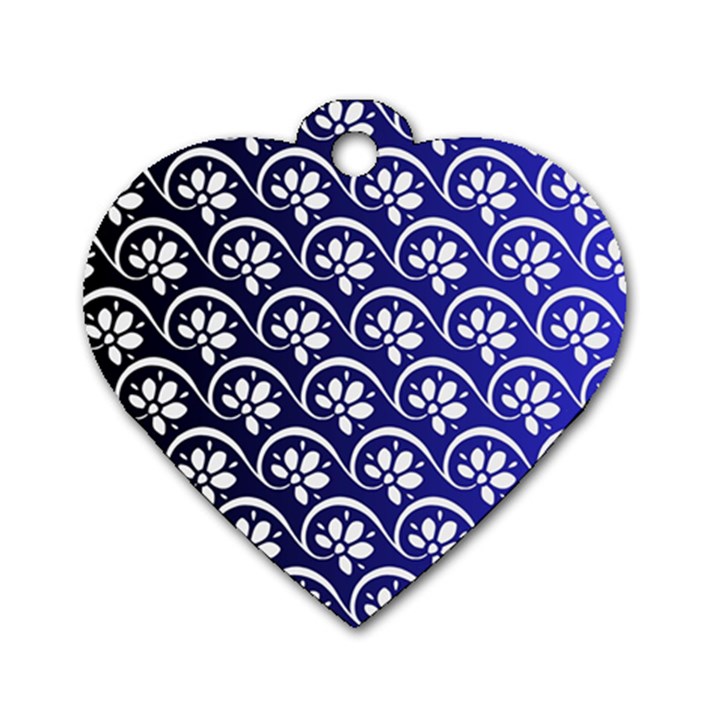 Pattern Floral Flowers Leaves Botanical Dog Tag Heart (One Side)