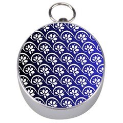 Pattern Floral Flowers Leaves Botanical Silver Compasses