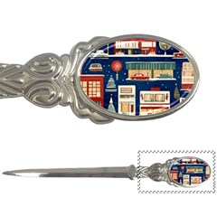 Cars Snow City Landscape Vintage Old Time Retro Pattern Letter Opener by Maspions