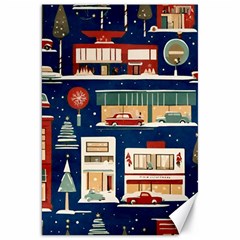 Cars Snow City Landscape Vintage Old Time Retro Pattern Canvas 20  X 30  by Maspions