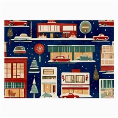 Cars Snow City Landscape Vintage Old Time Retro Pattern Large Glasses Cloth by Maspions