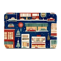 Cars Snow City Landscape Vintage Old Time Retro Pattern Plate Mats by Maspions