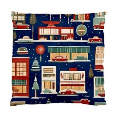 Cars Snow City Landscape Vintage Old Time Retro Pattern Standard Cushion Case (one Side) by Maspions