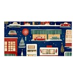 Cars Snow City Landscape Vintage Old Time Retro Pattern Satin Wrap 35  x 70  Front