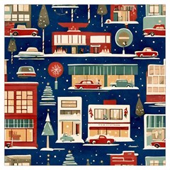 Cars Snow City Landscape Vintage Old Time Retro Pattern Lightweight Scarf  by Maspions