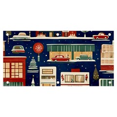 Cars Snow City Landscape Vintage Old Time Retro Pattern Banner And Sign 6  X 3  by Maspions