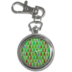 Trees Pattern Retro Pink Red Yellow Holidays Advent Christmas Key Chain Watches by Maspions