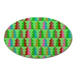 Trees Pattern Retro Pink Red Yellow Holidays Advent Christmas Oval Magnet Front