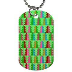 Trees Pattern Retro Pink Red Yellow Holidays Advent Christmas Dog Tag (one Side) by Maspions