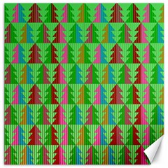 Trees Pattern Retro Pink Red Yellow Holidays Advent Christmas Canvas 12  X 12  by Maspions