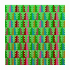 Trees Pattern Retro Pink Red Yellow Holidays Advent Christmas Medium Glasses Cloth (2 Sides) by Maspions