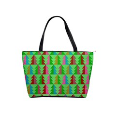 Trees Pattern Retro Pink Red Yellow Holidays Advent Christmas Classic Shoulder Handbag by Maspions