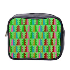 Trees Pattern Retro Pink Red Yellow Holidays Advent Christmas Mini Toiletries Bag (two Sides) by Maspions