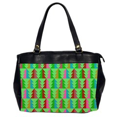 Trees Pattern Retro Pink Red Yellow Holidays Advent Christmas Oversize Office Handbag (2 Sides) by Maspions