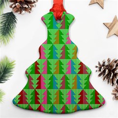 Trees Pattern Retro Pink Red Yellow Holidays Advent Christmas Ornament (christmas Tree) 