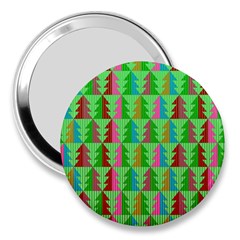 Trees Pattern Retro Pink Red Yellow Holidays Advent Christmas 3  Handbag Mirrors by Maspions