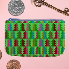 Trees Pattern Retro Pink Red Yellow Holidays Advent Christmas Large Coin Purse by Maspions