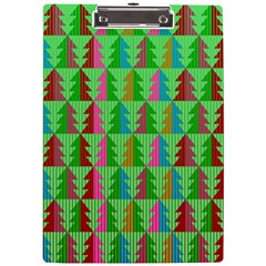 Trees Pattern Retro Pink Red Yellow Holidays Advent Christmas A4 Acrylic Clipboard by Maspions