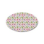 Pattern Flowers Leaves Green Purple Pink Sticker Oval (10 pack) Front